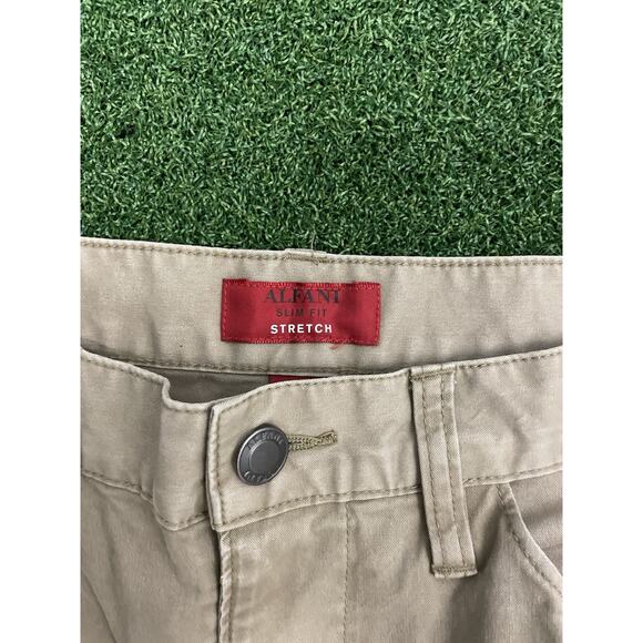 ALFANI MEN'S PANTS BROWN SIZE 30X30 SLIM FIT STRETCH STRAIGHT KHAKI CASUAL CHINO - Picture 3 of 6